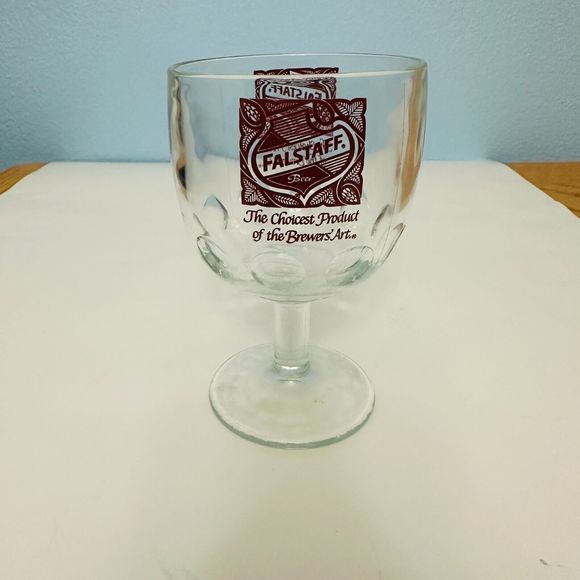 Vintage Falstaff Glass Beer Goblet Thumbprint Stemmed Mug 6 Inches Tall - Picture 10 of 10